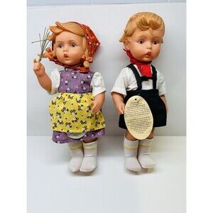 Hummel Goebel Vintage Rubber Vinyl Doll Girl Goose and Boy for Father Figurine